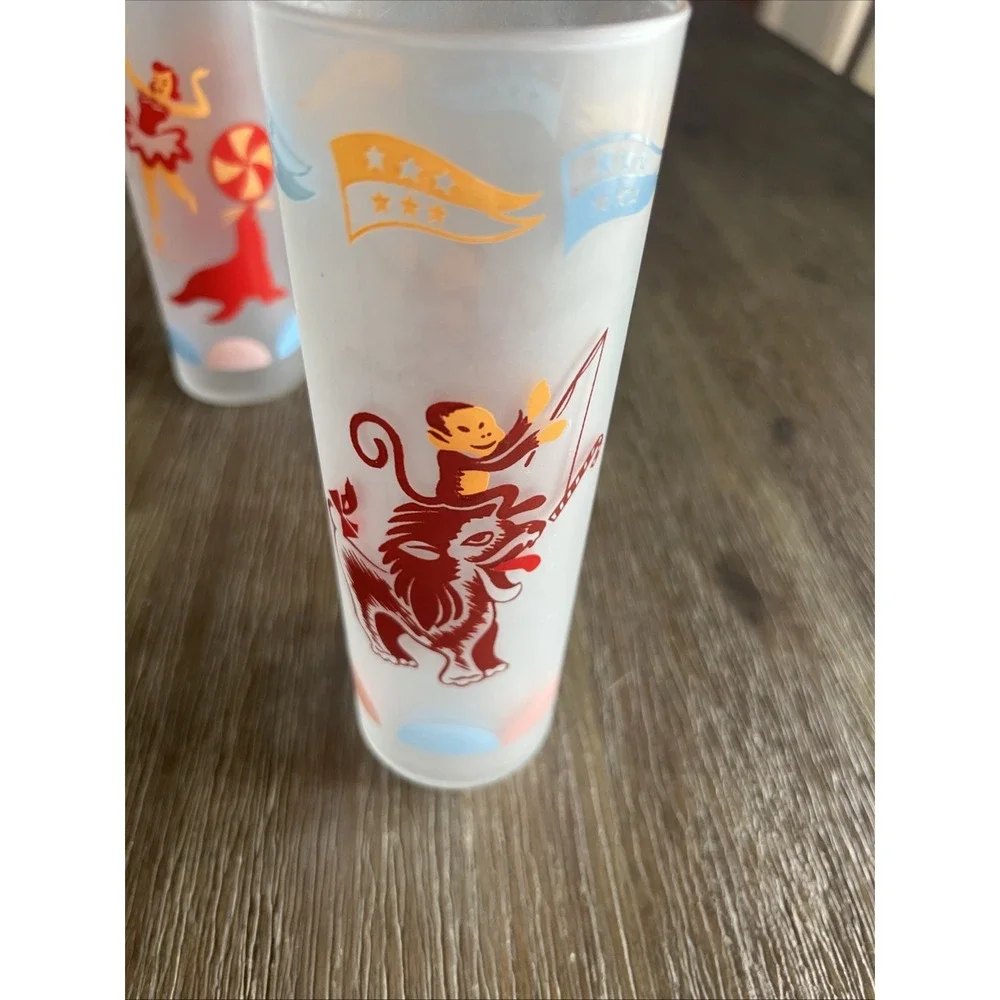Vintage Frosted Tall Glasses Set 2 MCM 7